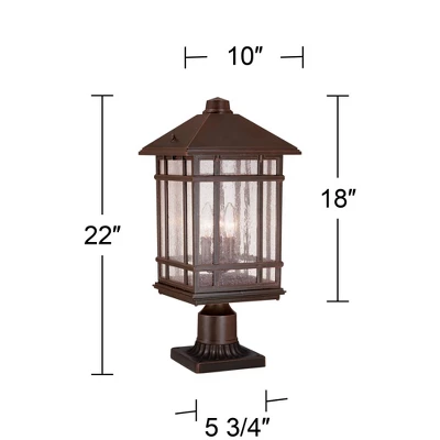 Kathy Ireland Sierra Rustic Outdoor Post Light Rubbed Bronze With Pier Mount Adapter 22" Seedy Glass Panels For Exterior Barn Deck House Porch Yard - Image 3