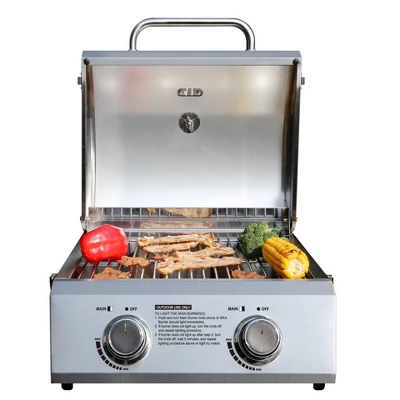 2-Burner Portable Tabletop Stainless Steel Propane Gas Grill Model 13742 - Monument Grills - Image 2