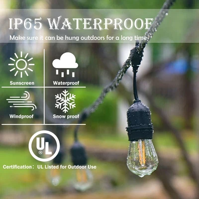 Costway 48FT LED Outdoor Waterproof Commercial Grade Patio Globe String Lights Bulbs - Image 4