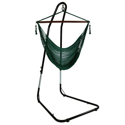 Sunnydaze Decor Sunnydaze Caribbean Style Extra Large Hanging Rope Hammock Chair Swing With Stand - 300 Lb Weight Capacity - Image 14
