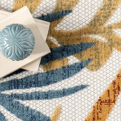 NuLOOM Flor Multi Tropical Leaves Indoor/Outdoor Patio Area Rug - Image 5