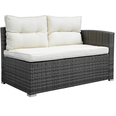 4pc Wicker Patio Set With Large Storage Box & Cushions - Gray/Beige - GODEER - Image 5