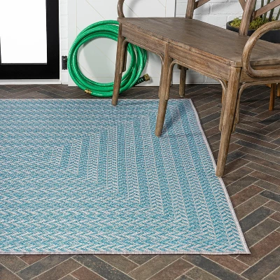 Chevron Modern Concentric Squares Indoor/Outdoor Area Rug - JONATHAN Y - Image 3