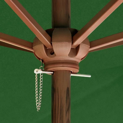 9' X 9' Round Wood Grain Steel Patio Umbrella Hunter Green - Astella - Image 4
