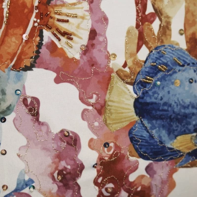 20" X 20" Sealife Beaded & Embroidered Decorative Patio Throw Pillow - Edie@Home - Image 2