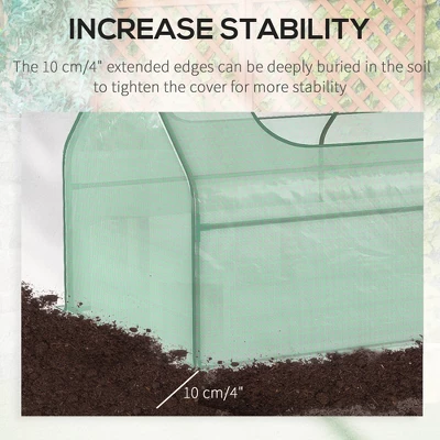 Outsunny Raised Garden Bed With Mini Greenhouse, Steel Outdoor Planter Box With Plastic Cover, Roll Up Window, Dual Use, 73" X 38" X 36" - Image 5