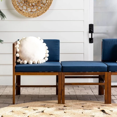 3pc Modular Acacia Wood Patio Chat Set With Cushions - Saracina Home - Image 9