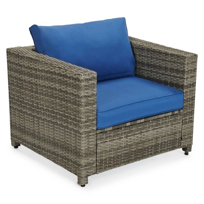 4pc Wicker Patio Sectional Seating Set - Blue - EDYO LIVING - Image 4
