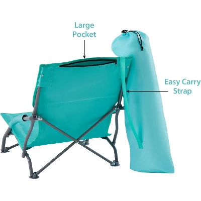 Maui And Sons Comfort Sling Back Bag Beach Camping Picnic Chair Teal - Image 2