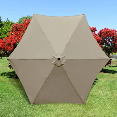 11' X 11' Aluminum Market Polyester Umbrella With Crank Lift Beige - Astella - Image 3