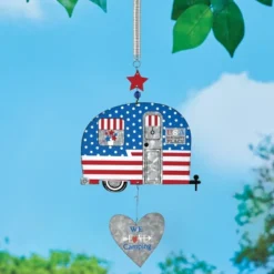 Collections Etc Hanging Galvanized Metal USA Camper Trailer Bouncy Decor