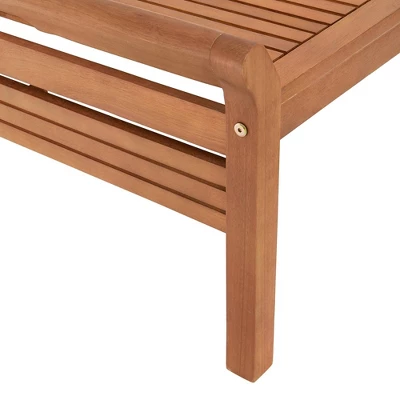 Stamford 2pc Eucalyptus Wood Outdoor Bench With Coffee Table - Natural - Alaterre Furniture - Image 11
