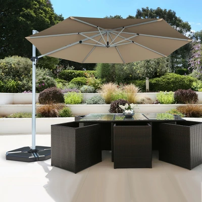 Costway 11' Patio Cantilever Offset Umbrella 360 Degrees Rotation Aluminum Tilt - Image 4
