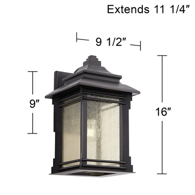 Franklin Iron Works Hickory Point Rustic Farmhouse Outdoor Wall Light Fixture Walnut Bronze 16" Frosted Cream Glass For Post Exterior Barn Deck House - Image 7