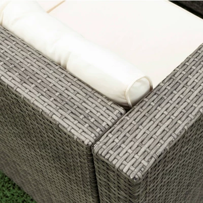 4pc Wicker Patio Sectional Seating Set With Cushions - Gray/Beige - GODEER - Image 9
