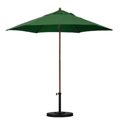 9' X 9' Round Wood Grain Steel Patio Umbrella Hunter Green - Astella