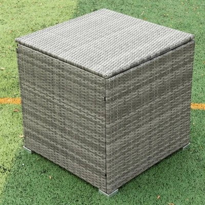 4pc Wicker Patio Sectional Seating Set With Cushions - Gray/Beige - GODEER - Image 8