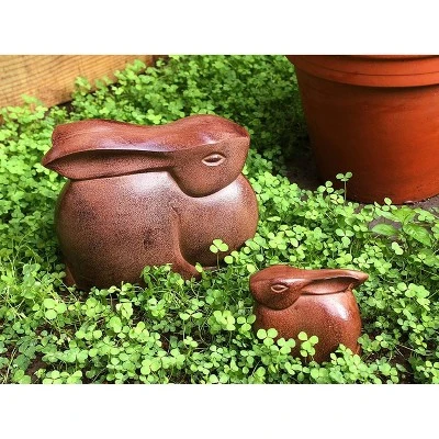 7" Tall Cast Aluminum Large Moon Bunny Indoor Outdoor Statue Antique Bronze Finish - Achla Designs - Image 2