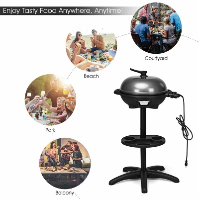 Costway Electric BBQ Grill 1350W Non-stick 4 Temperature Setting Outdoor Garden Camping - Image 3