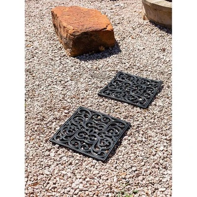 BirdRock Home Rubber Stepping Stone Tiles - 15 X 15" - Set Of 3 - Black - Image 5