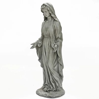LuxenHome 30.5" H Virgin Mary Indoor Outdoor Statue Garden Statues, Gray Or Ivory - Image 8