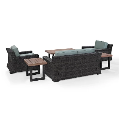 Beaufort 6pc Outdoor Wicker Conversation Set - Mist - Crosley - Image 7