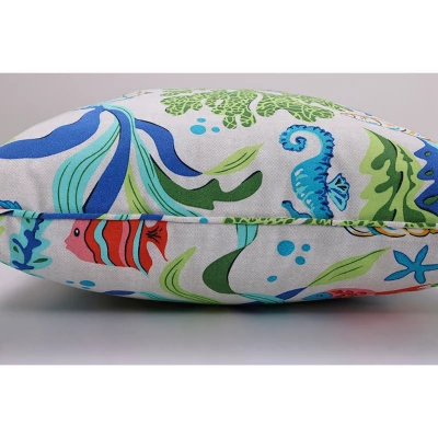 25" Outdoor/Indoor Floor Pillow Coral Bay Blue - Pillow Perfect