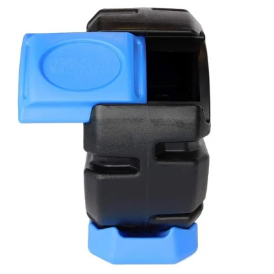 FCMP Outdoor RC2000WB-BLU 19-Gal Plastic Single Chamber Half Size Rolling Composter Outdoor Rotating Garden Compost Bin, Black/Blue (2 Pack) - Image 4