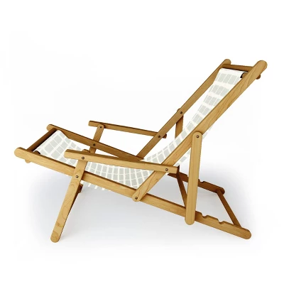 Little Arrow Design Co Block Print Tile Sage Folding Lounge Chair Green - Deny Designs