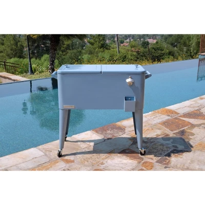 80qt Portable Rolling Patio Cooler - Permasteel - Image 11