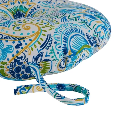 4pk 15" Baltic Paisley Outdoor Bistro Chair Cushions - Kensington Garden - Image 2