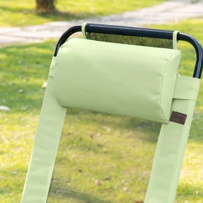 Outsunny Set Of 4 Folding Patio Chairs, Camping Chairs With Adjustable Sling Back, Removable Headrest, Armrest For Garden, Backyard, Lawn, Green - Image 4