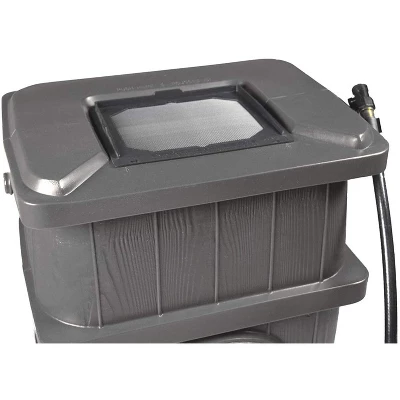 FCMP Outdoor WG4000 45 Gallon Wood Grain Outdoor Home Rain Water Catcher Barrel Flat Back Container With Spigots And Mesh Screen, Gray (2 Pack) - Image 4