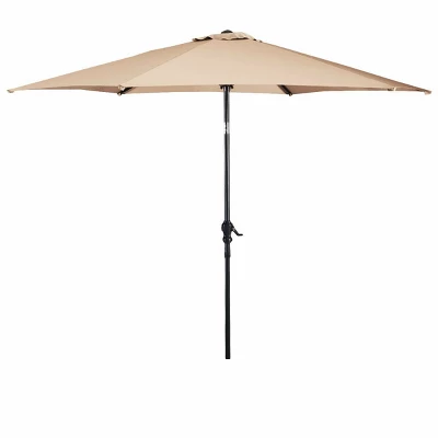 Costway 9FT Patio Umbrella Patio Market Steel Tilt W/ Crank Outdoor Yard Garden, White - Image 6