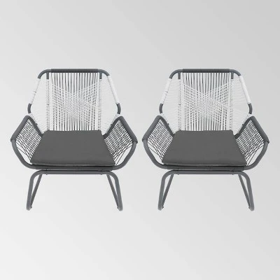 Milan 2pk Steel Club Chairs - Gray/White - Christopher Knight Home