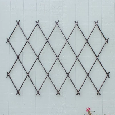 Achla Designs 43" Traditional Wall Mounted Lattice Iron Garden Trellis Graphite Powder Coat Finish - Image 4