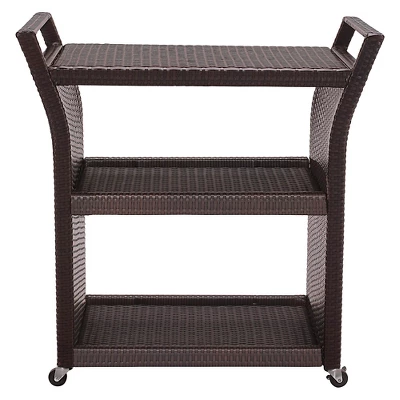 Crosley Palm Harbor Outdoor Wicker Bar Cart