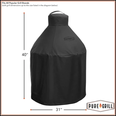 Pure Grill 22-Inch Ceramic Grill Cover For All Large Kamado Charcoal BBQ Grill Brands, Universal Fit Cover - 31" Dia X 40" H - Image 5