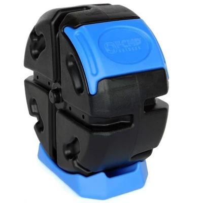 FCMP Outdoor RC2000WB-BLU 19-Gal Plastic Single Chamber Half Size Rolling Composter Outdoor Rotating Garden Compost Bin, Black/Blue (2 Pack) - Image 2