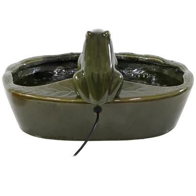 Sunnydaze Decor Sunnydaze Outdoor Solar Powered Ceramic Spitting Frog Water Fountain With Submersible Pump - 7" - Green - Image 7