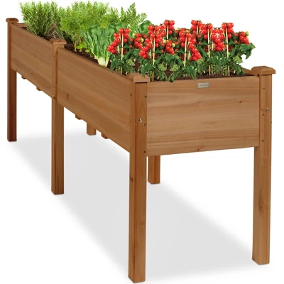 Best Choice Products 72x23x30in Raised Garden Bed, Elevated Wood Planter Box For Patio W/ Divider Panel - Image 8