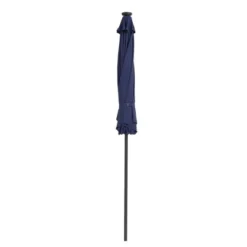 9' X 9' Solar LED Patio Umbrella With Tilt Adjustment And Crank Lift Navy - Wellfor