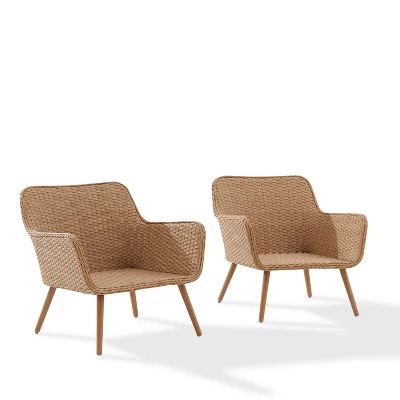 Landon 2pc Outdoor Wicker Chair Set - Beige - Crosley - Image 4