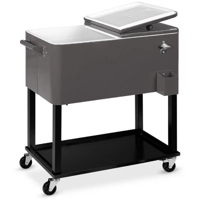 Best Choice Products 80qt Steel Rolling Cooler Cart W/ Bottle Opener, Catch Tray, Drain Plug, Locking Wheels - Image 8