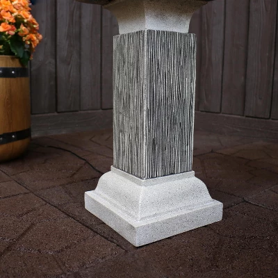 Sunnydaze Decor Sunnydaze 26"H Electric Resin 2-Tier Outdoor Square Bird Bath Water Fountain With LED Lights - Image 5