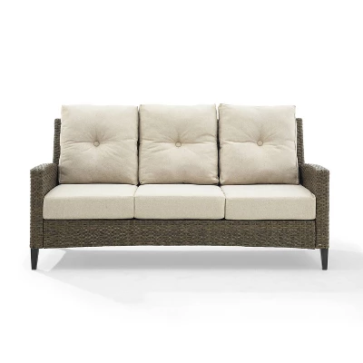 Rockport Outdoor Wicker High Back Sofa - Oatmeal/Light Brown - Crosley - Image 5