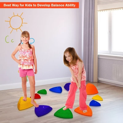 Costway 11pcs Kids Balance Stepping Stones W/ Non-Slip Bottom Indoor & Outdoor Toy - Image 3