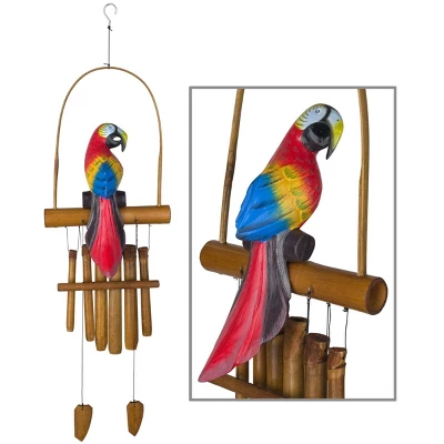 Woodstock Wind Chimes Asli Arts® Collection, Parrot Bamboo Chime, 36'' Wind Chime CPA437 - Image 2