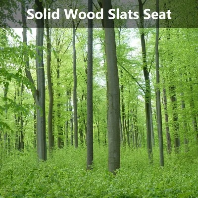 Patio Park Garden Bench Porch Path Chair Furniture Cast Iron Hardwood - Image 5