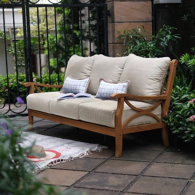 Abbington Teak Patio Sofa With Cushion - Cambridge Casual - Image 2
